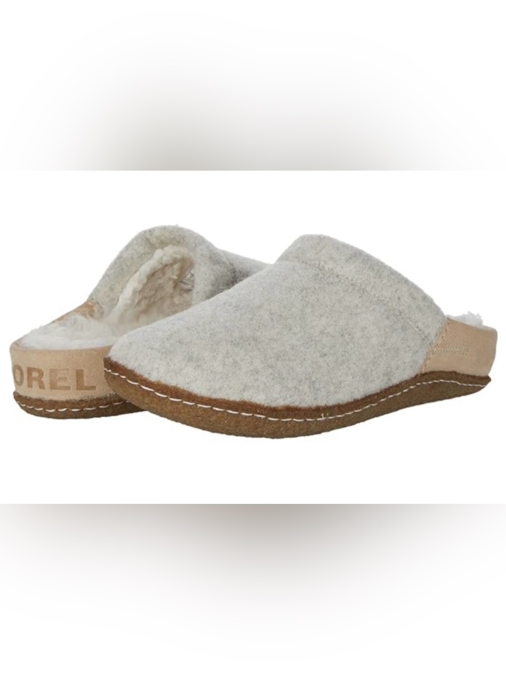 NEW SOREL Nakiska Scuff Slippers Women’s Sz 5 Light Gray $85